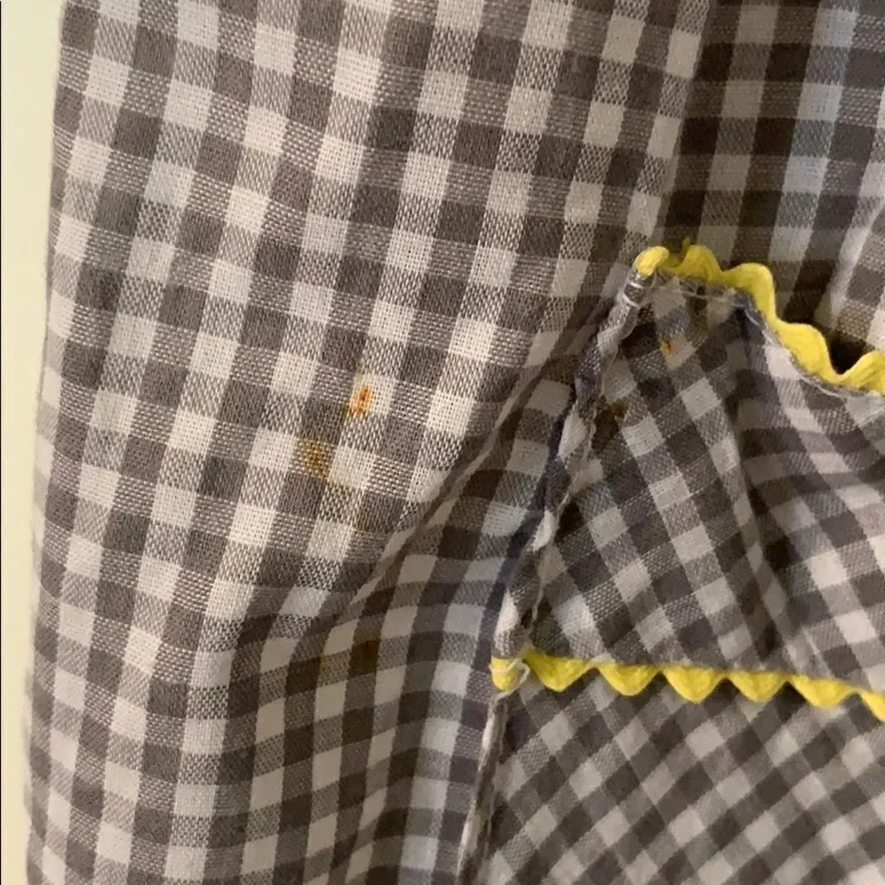 Vtg homemade white/gray/yellow little girl dress‎